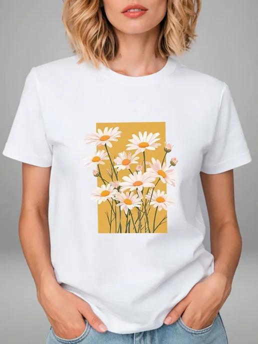T-shirt with a “Daisies” print 4XL