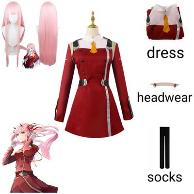 Kostým Anime DARLING In The FRANXX Zero Two Cosplay Design Peach Velvet Skin s parukou Novinka