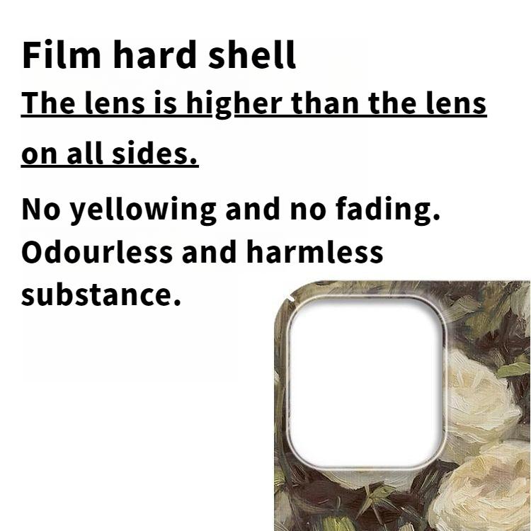 Oil Painting Camellia Phone Case for Apple iPhone 16 ProMax - Film Hard Shell Glossy Printed Creative Shockproof Cover On iPhone