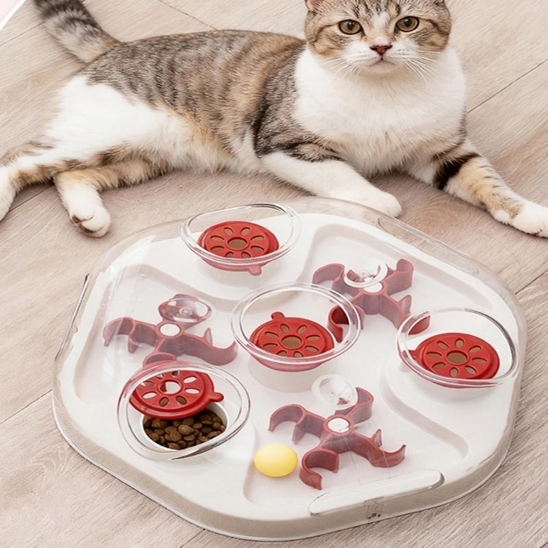 Two Phase Challenge Animal Food Dispenser Plaything With Viewable Structure To Stimulate Hunting Urge And Reduce Fast Eating