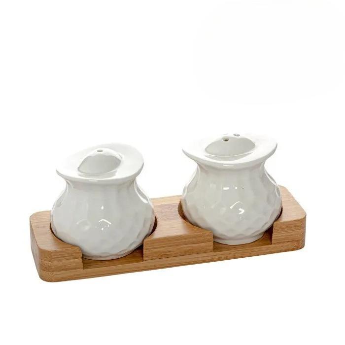 

Creative Irregular Shape Ceramic Relief Seasoning Bottle Set Nordic White Pepper Bottle A Pair of Salt Boxes Kitchen Supplies