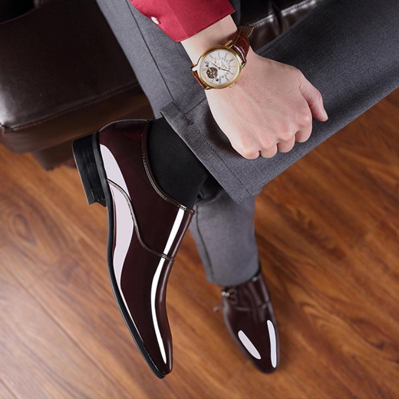 Classic Patent Leather Shoes for Men Business Men's Dress Shoes Fashion Elegant Oxfords Shoes Men's Wedding Party Shoe 2025 New