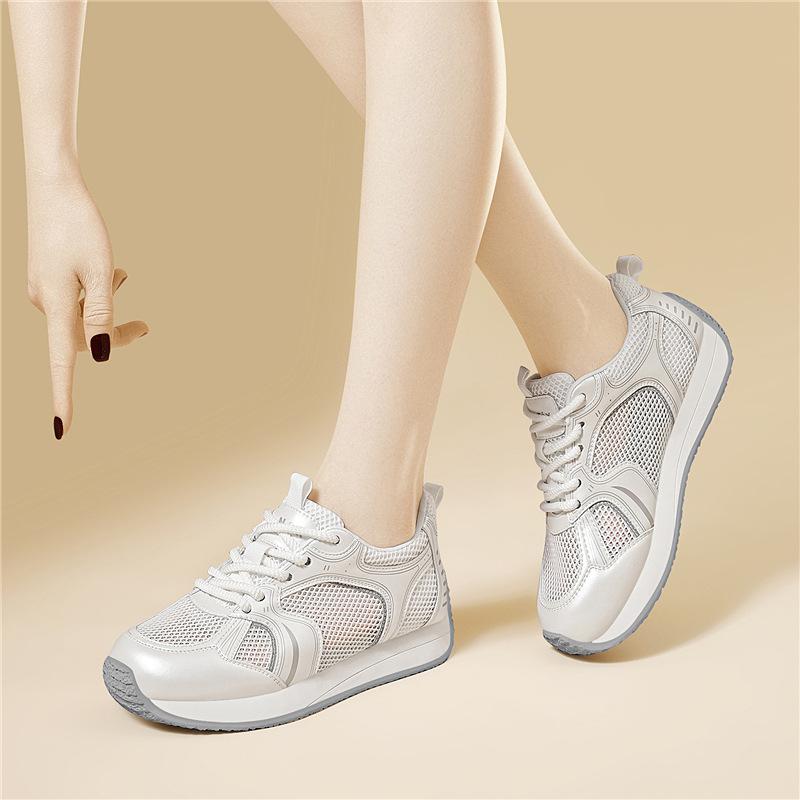 

ins casual style retro sneakers women s new light-soled mesh leather platform Forrest Gump shoes for summer 40