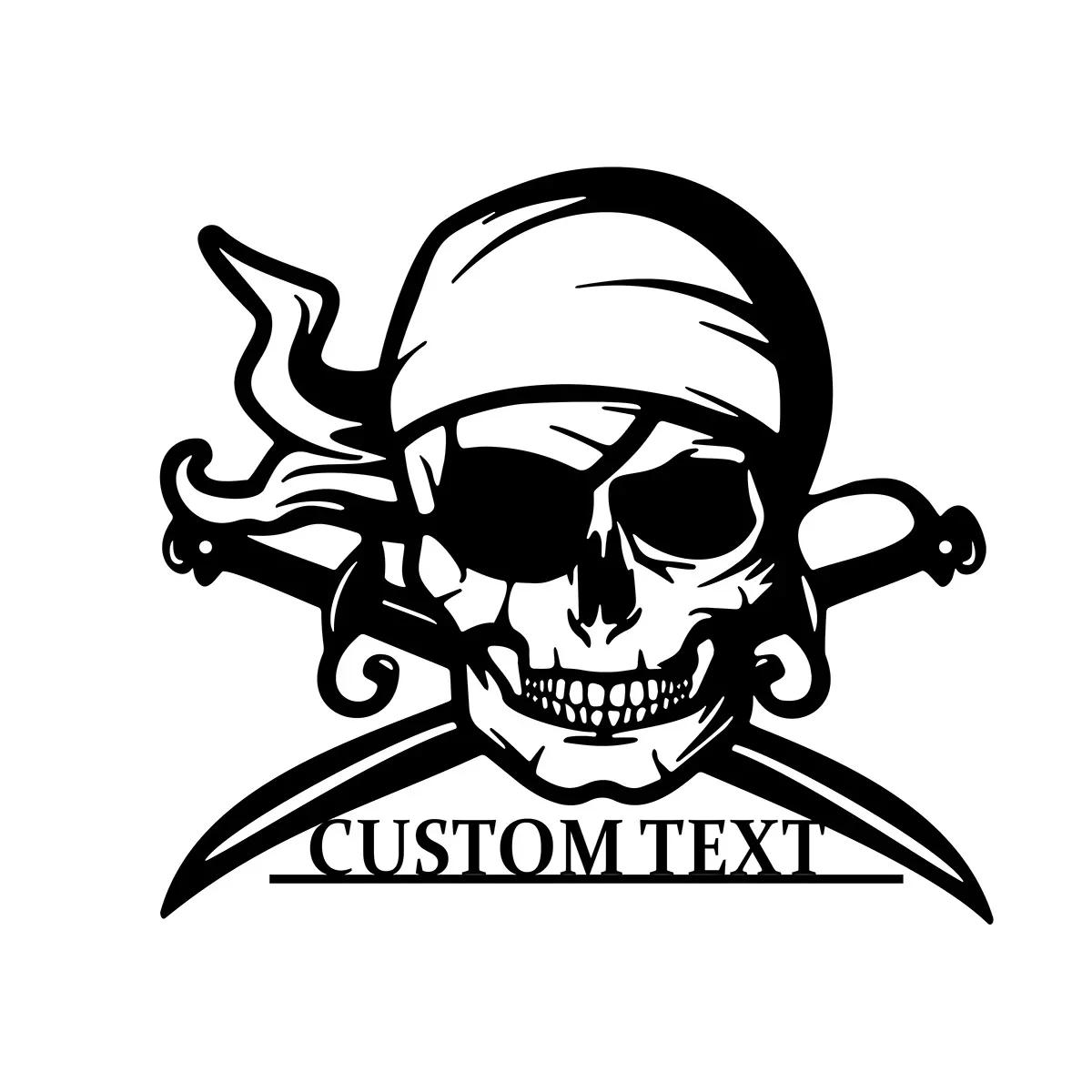 Metal Wall Art Pirate Skull Swords Anchor Ship Sign Home Decor Skeleton Nautical