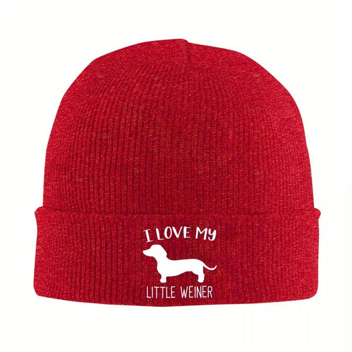 Custom I Love My Little Weiner Bonnet Hat Fashion Knitting Hat Unisex Unisex Adult Dachshund Dog Warm Winter Skullies Beanies Caps