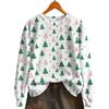 Damemote Langermet Christmas Snowman Snowflake Print Jakke Cardigan