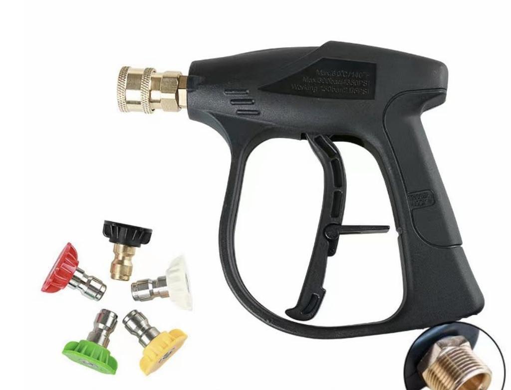 Short Trigger Gun Karcher High Pressure Washing Short Gun M22 14mm High Pressure Washer Car Wash Nozzle Quick Connect Compatible High Pressure Washing