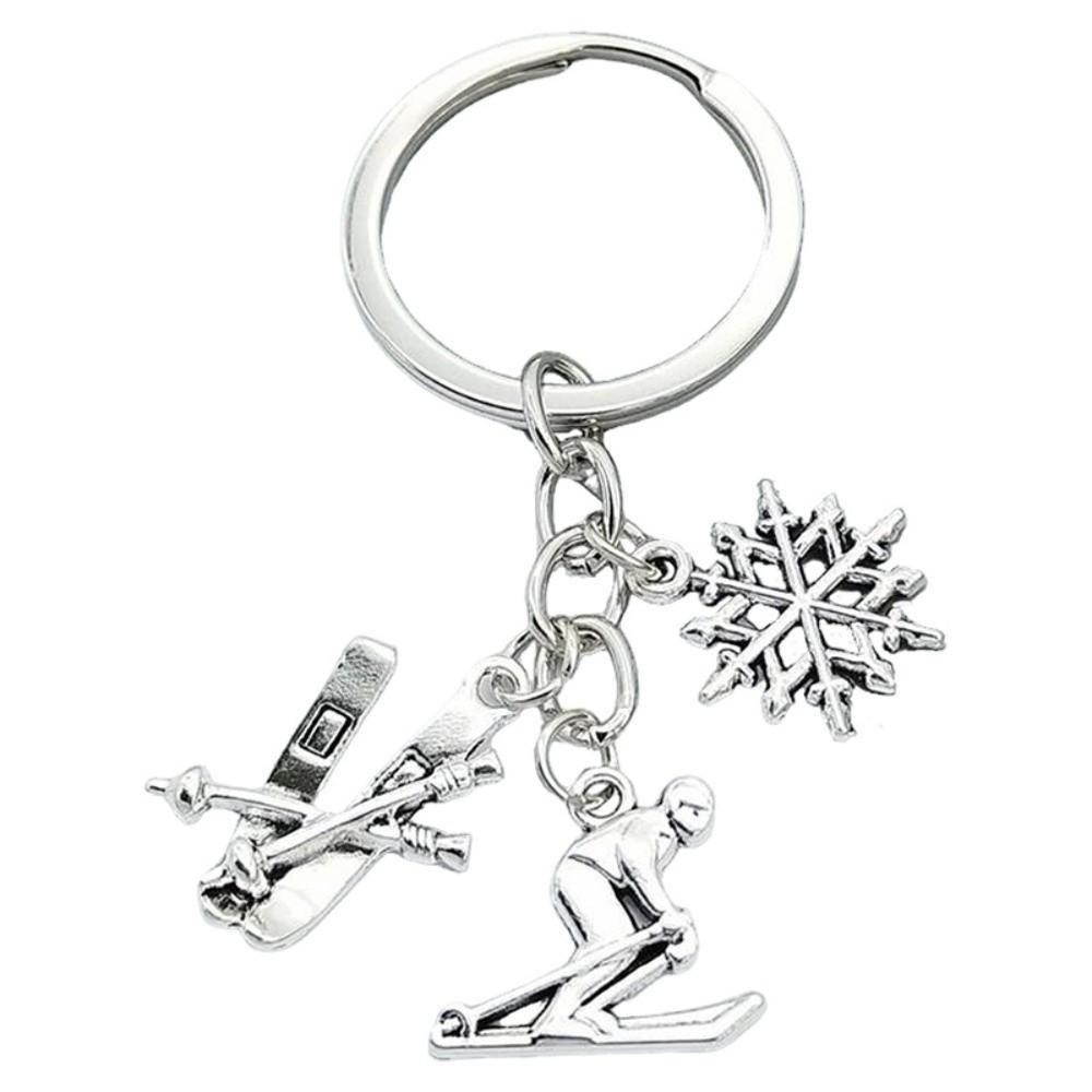 Metal Pendant Snowflake Pendant Key Ring Ice Skates Pendant Skier Decoration Gifts