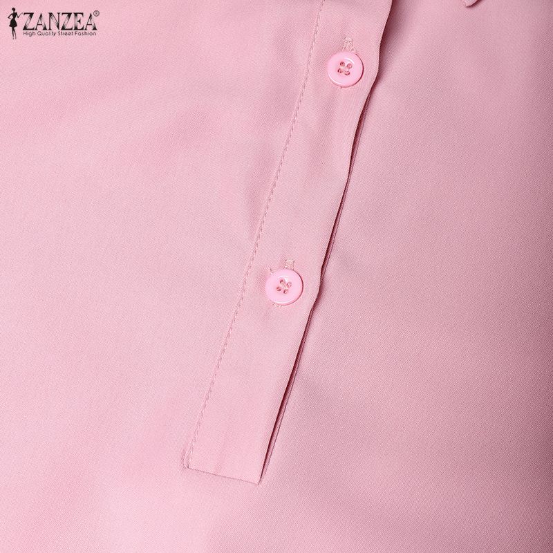 ZANZEA Women Casual Turn Down Collar Loose Long Sleeve Shirt Dress