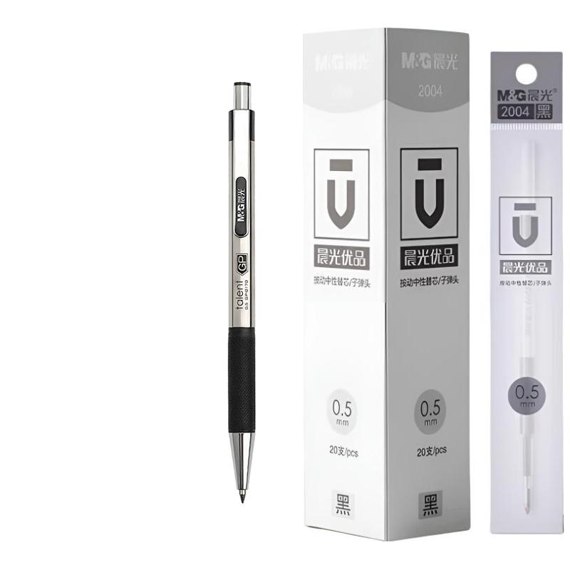 M&G Gel Pen Metal Barrel, Student and Business Use, 0.5 Mm Black, High-End Neutral Pen, Replaceable Refills