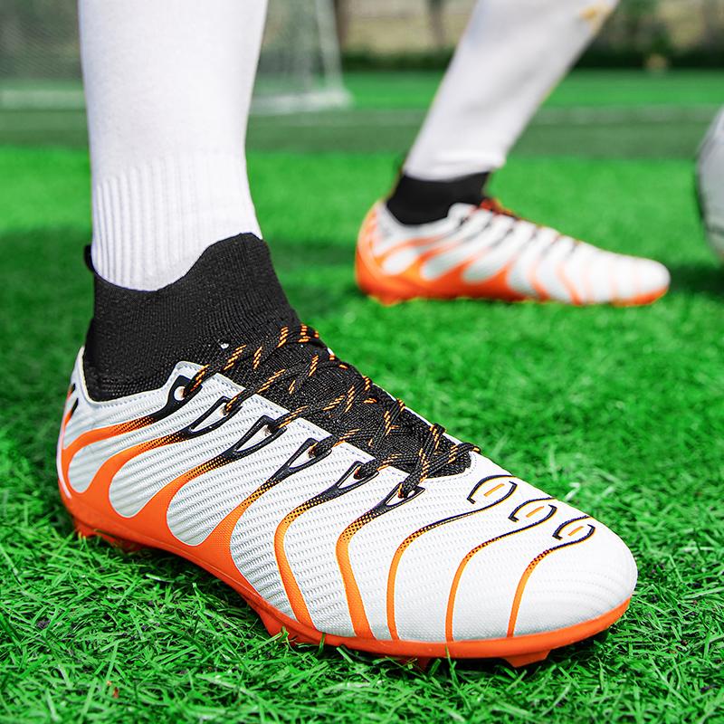 Herren High-Top-Fußballschuhe Große Größe Lange Nägel Leder Jungen Fußballschuhe Nageln Anti-Rutsch-Fußballschuhe