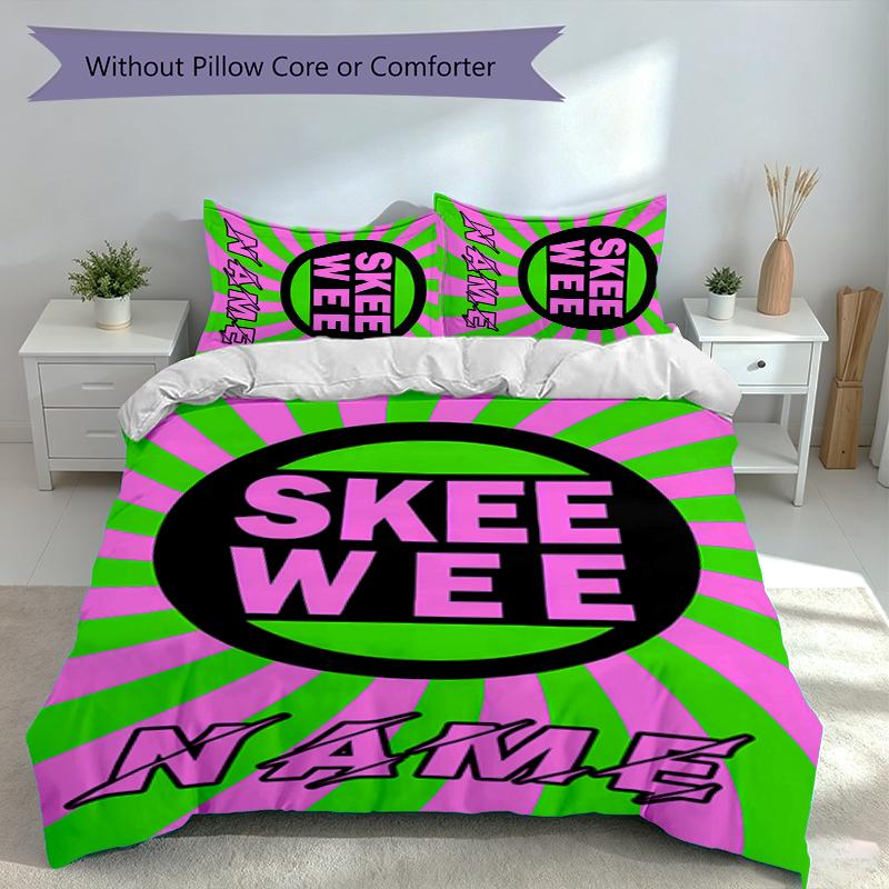 3pcs Custom Name Alpha Kappa Alpha logo Set,Includes 1 Duvet Cover and 2 Pillowcases,All-season Bedroom Decor