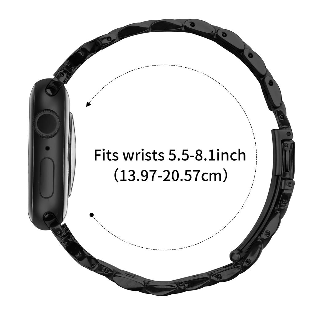 Watch Strap for Apple Watch Series 11 10 42mm/9 8 7 41mm/SE3 SE2 SE 6 5 4 40mm/3 2 1 38mm Stainless Steel Band with Rhinestone Ox Horn Style Connector