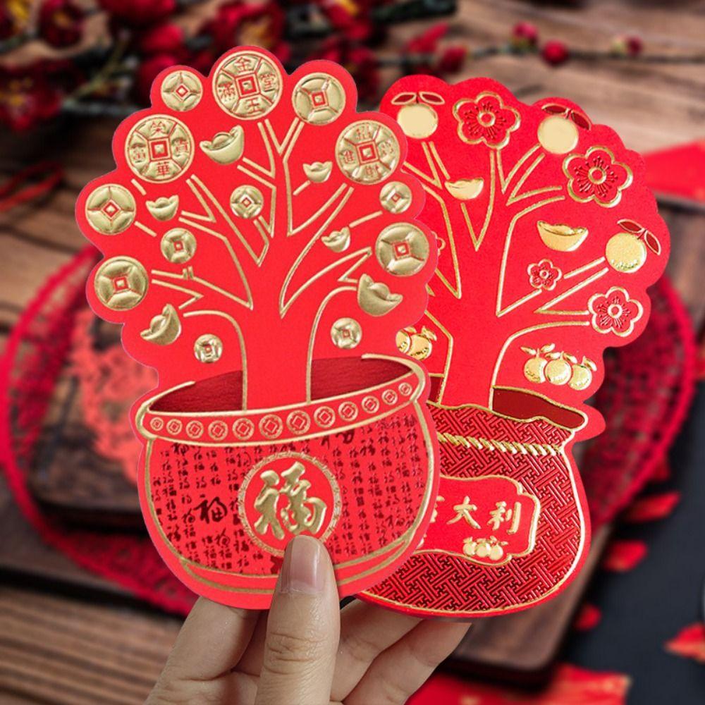 8pcs/set Cartoon Red Pocket Paper New Year Packet Traditional Spring Festival Envelopes  Holiday