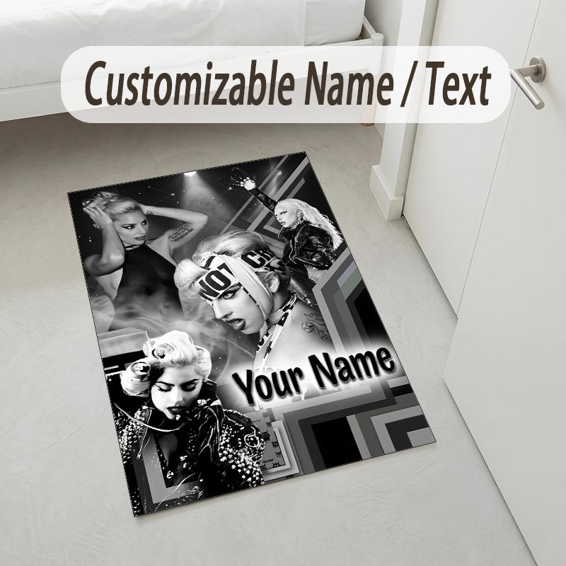 Personalized Crystal Velvet Carpet,Lady Gaga Custom Printed Name, Plush Area Rug For Home Indoor Decor