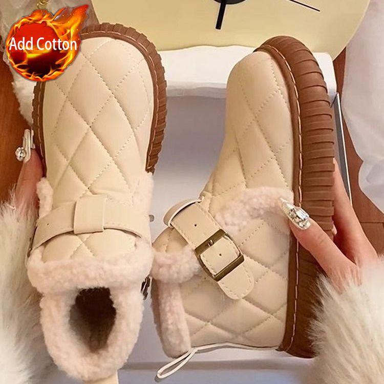 

Fashion Winter Plush Round Toe Chunky Woman Shoes Chic and Elegant Designer Luxury Booties Trend 2025 New in Goth Snow Boots for Women 35
