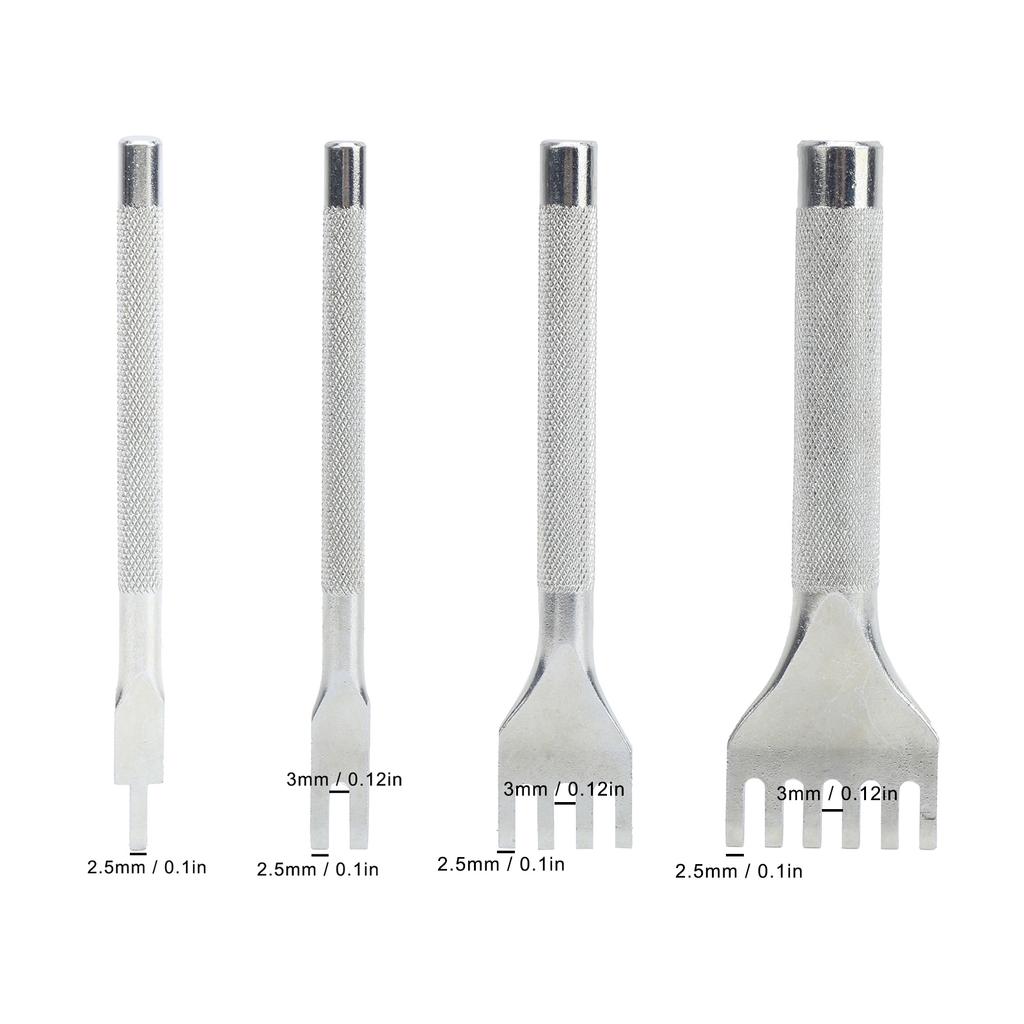 Prong Punch Tool Lacing Chisel Set Leather Hole Punches High Speed Steel Industrial Supplies(1+2+4+6 Teeth Set )