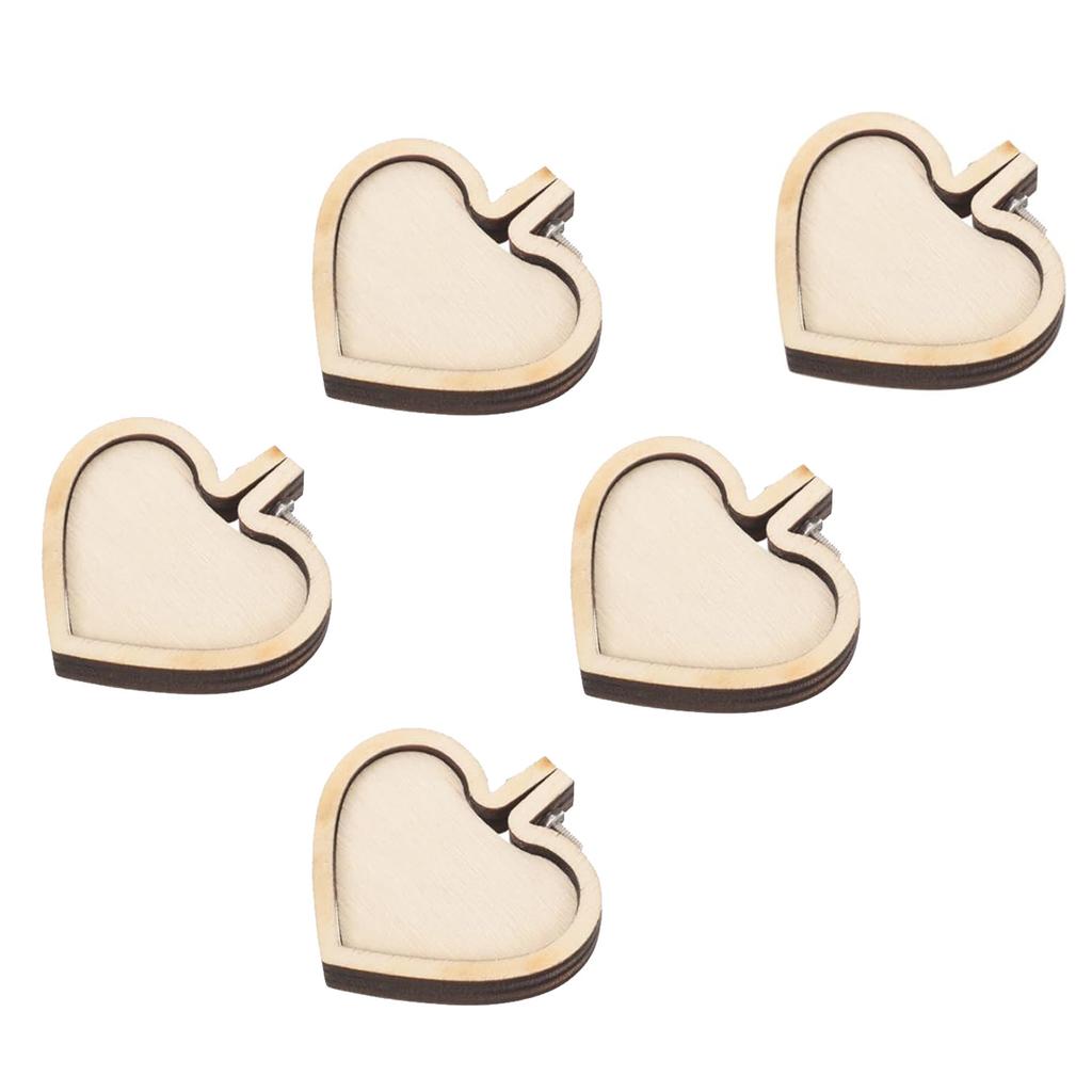 5/10PCS 1.57in Embroidery Hoop Wooden Ring Mixed Heart Shape Pendant Cross Stitch Frame Kit For Jewelry Keyring Crafts Sewing Ac