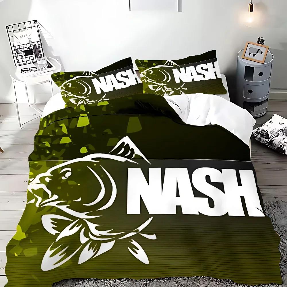 Nash Fishing Logo Duvet Cover Set Fish Pattern Bedding Set Adult Boy Girl Bedroom Decoration Children Gift Single Double Size