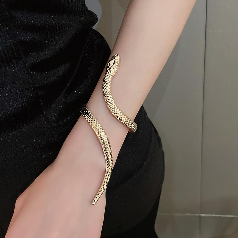 Pulsera Hiphop Punk Forma de Serpiente para Mujeres Hombres Vintage Apertura Retorcida Anillos de Pulsera Conjunto de Joyería con Colgante Statement Y2K