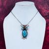 Copper Blue Turquoise Pendant Owl Pendant Copper Wire Wrapped Blue Color Evil Eye Jewelry