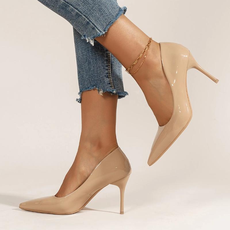 Fashion 2025 Plus Size Super High Heels Pumps Women Sexy Pointed Toe Stiletto Heel Shoes Woman Patent Leather Shallow Mouth Office Pumps