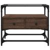 TV Cabinet with Glass Top Brown Oak Finish 60 X 35 X 51 Cm Engineered Wood