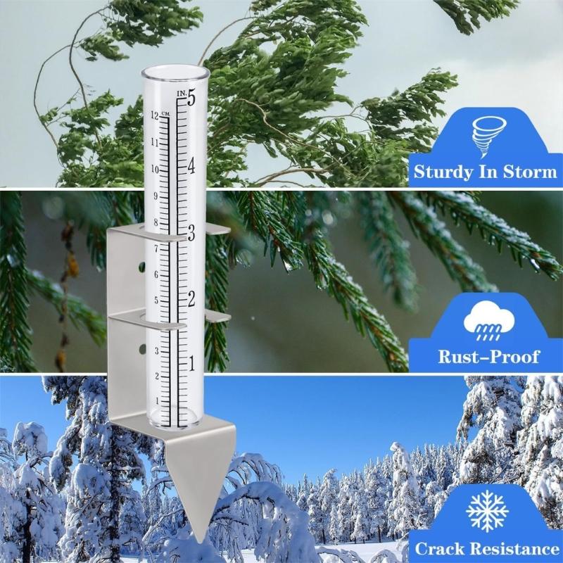 strong  Plastic Rain Gauges Replacement Tubes with Support Upgrades for Outdoor Garden Agriculture Meteorological Use