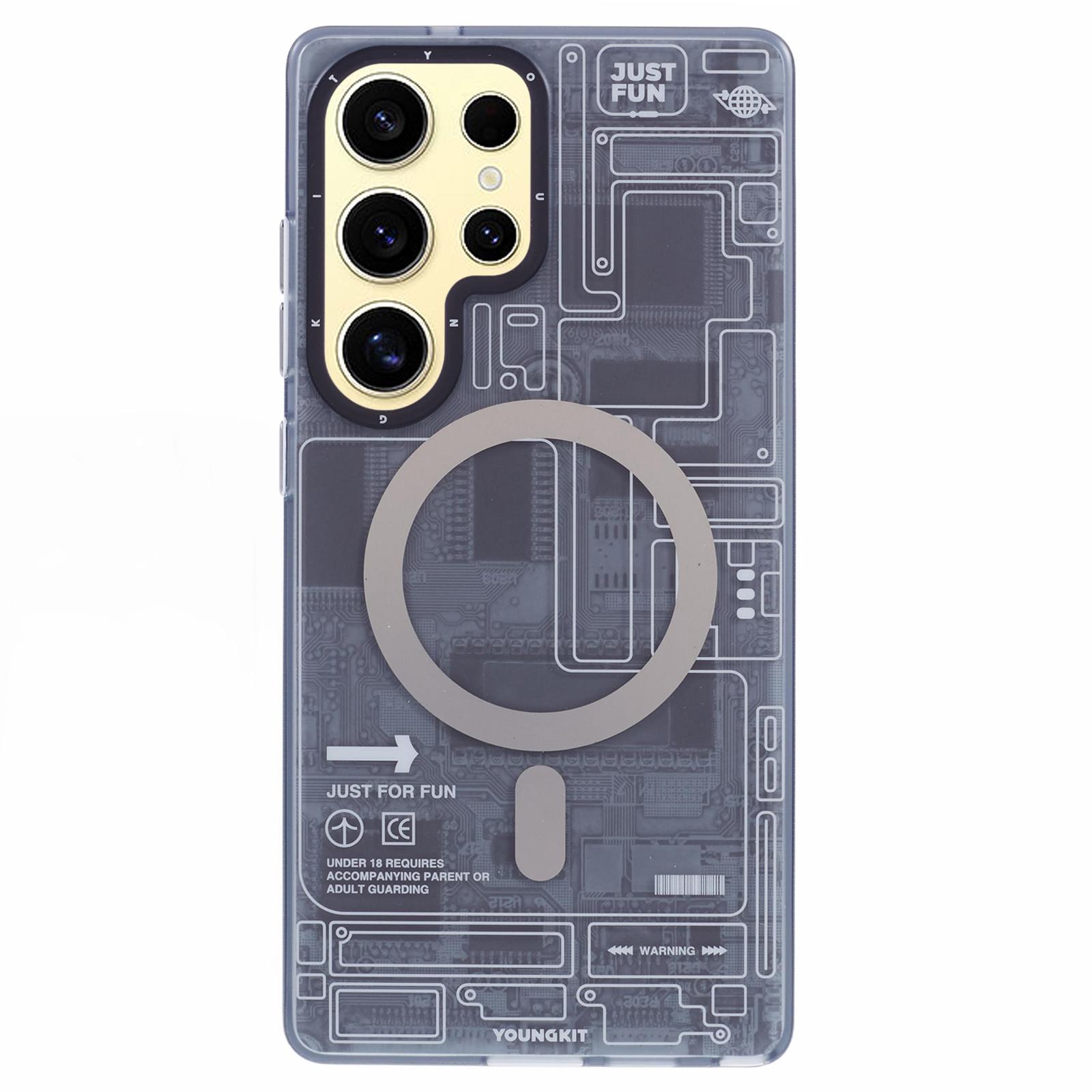 

YOUNGKIT Магнитный чехол для Samsung Galaxy S25 Ultra IMD Печатная плата ПК ТПУ Чехол для телефона Матовая отделка Black