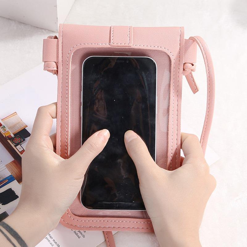 Fashion Touch Screen Women Cell Phone Bag Shoulder Transparent Card Holders Girl Handbag Ladies PU Leather Clutch Wallets Purse
