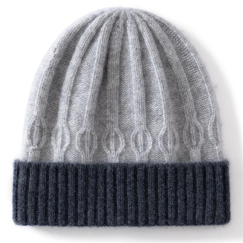 

Cashmere Autumn and Winter New Style Skin Friendly and Cute Hat Color Blocked Jacquard Warm Children s and Baby Knitted Hat One size