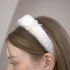 CATTLINE Ribbon Pearl Fur Hairband Ivory