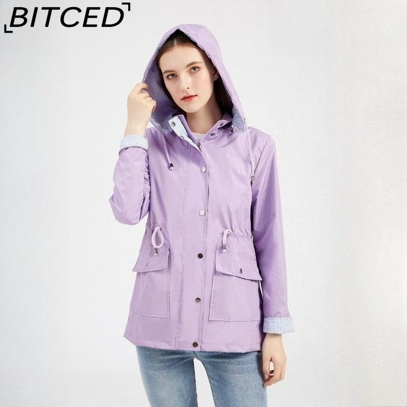 BITCED Autumn/Winter Detachable Hood Trench Coat Plus Size Women's Raincoat