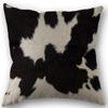 Cowhide Animal Black White And Brown Fau Fur Throw Pillow Covers Without Pillow Insert  Two Sides Linen PillowcaseOlive,