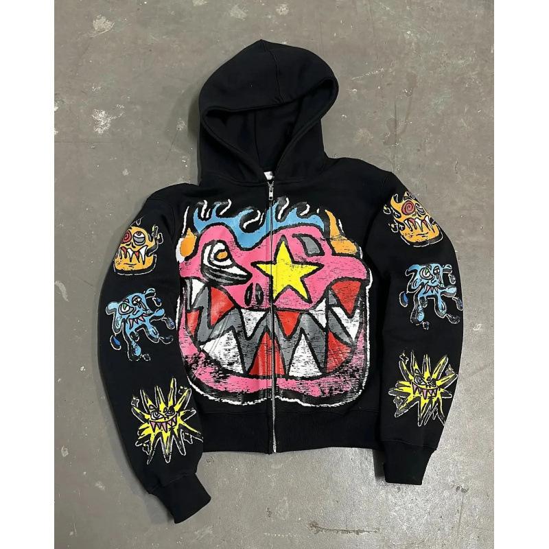 Ретро Готический Панк Y2K Хип-Хоп Унисекс Свитшот - Осенне-Зимняя Уличная Одежда 3XL чёрный 2150₽