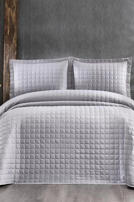 Estiva Quilted Bedspread Set 3pcs, Coverlet 250x260, Pillowcase 50x70, Double Size, Gray