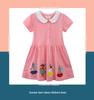 2025 Summer Cartoon Embroidered Lapel Cotton Dresses for Girls - European & American Style