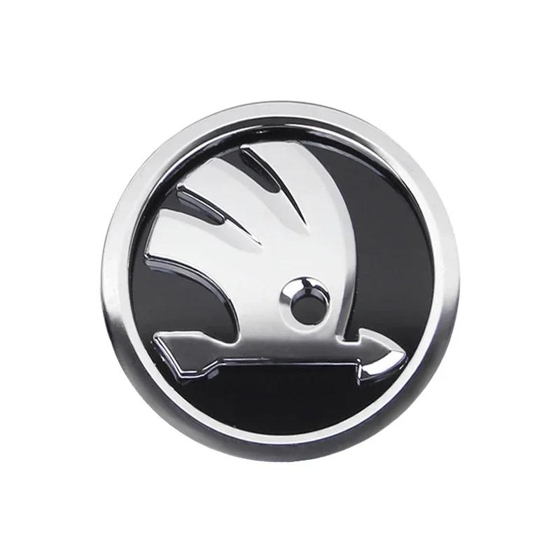 DDWO5 For Skoda 8/9/10cm Upgrade Your Skoda ABS Emblem Car Front Hood Badge Rear Trunk Sticker For Skoda S Logo Octavia RS Superb MK2