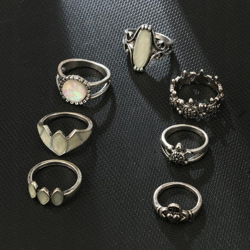 Silver Retro Punk Boho Ring Set 73