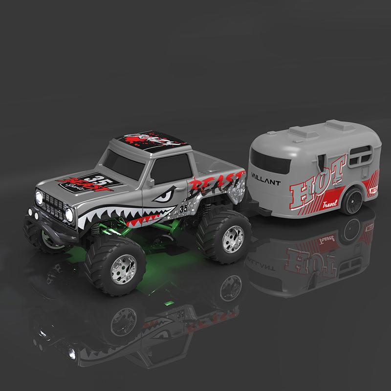 1:64 Mini Alloy RC Off Road Pickup Truck 2.4GHz Bluetooth App Control 3 Speed Shockproof LED Lights Powerful Motor For Kids