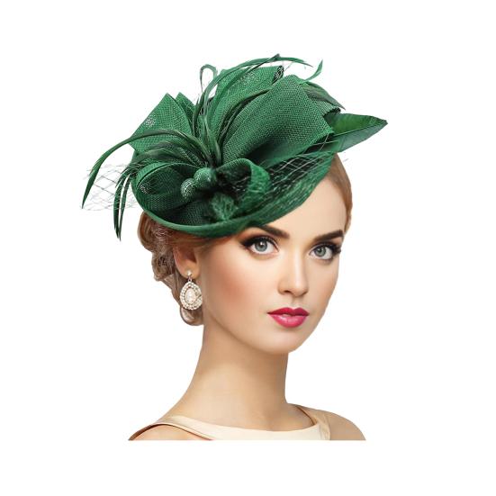 Topper Hat Retro Style Imitation Linen Women Headwear Bows Feathers Mesh Accents Fascinator Hat Hair Accessory