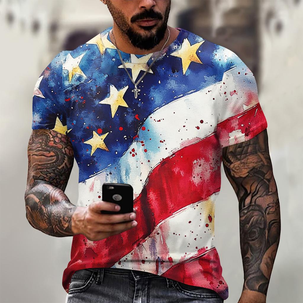 Męski modny T-shirt, odzież uliczna casual z krótkim rękawem