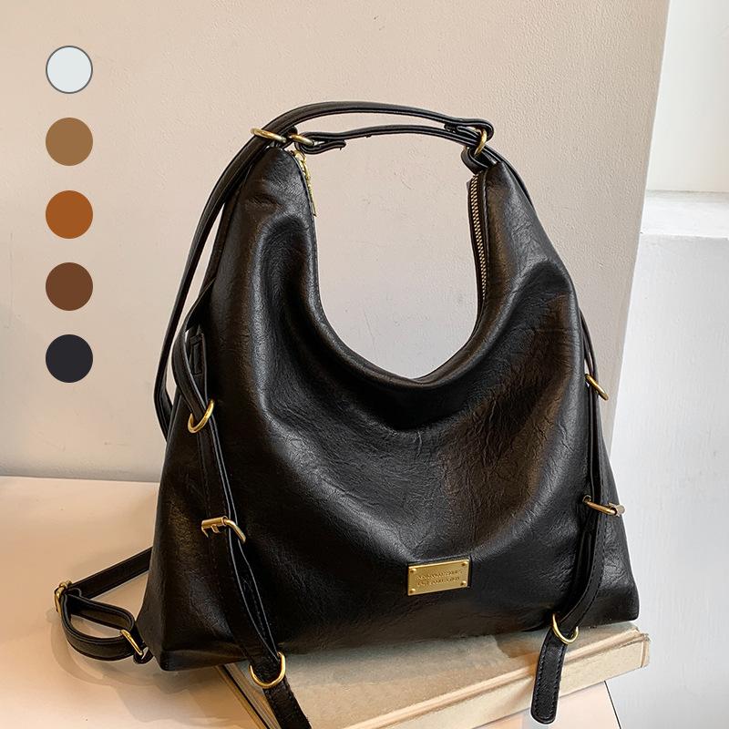 Retro casual tote bag women's new trend fashion large capacity backpack texture commuter shoulder bag messenger bag women