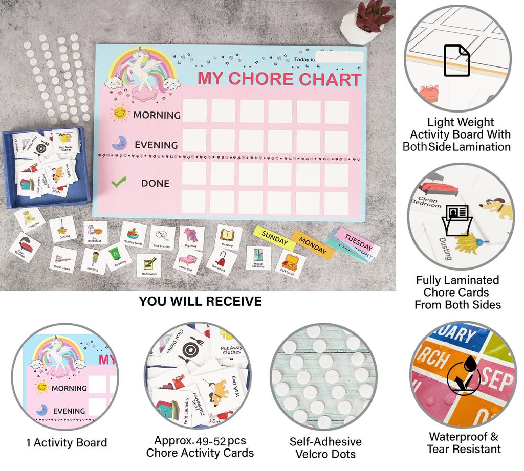 Inkdotpot Kids Daily Responsibility Checklist, to-Do List- Daily Routine- Chore Chart- Morning/Evening Checklist