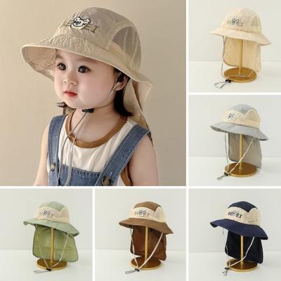 Quick Drying Babies Bucket Hat Wide Brim Children Mesh Cap New Fisherman Cap  Daily Wear
