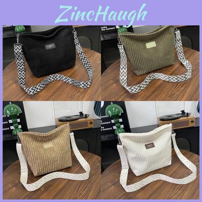 Womens Corduroy Tote Bag With Zipper Closure For Casual Travel And Commuting