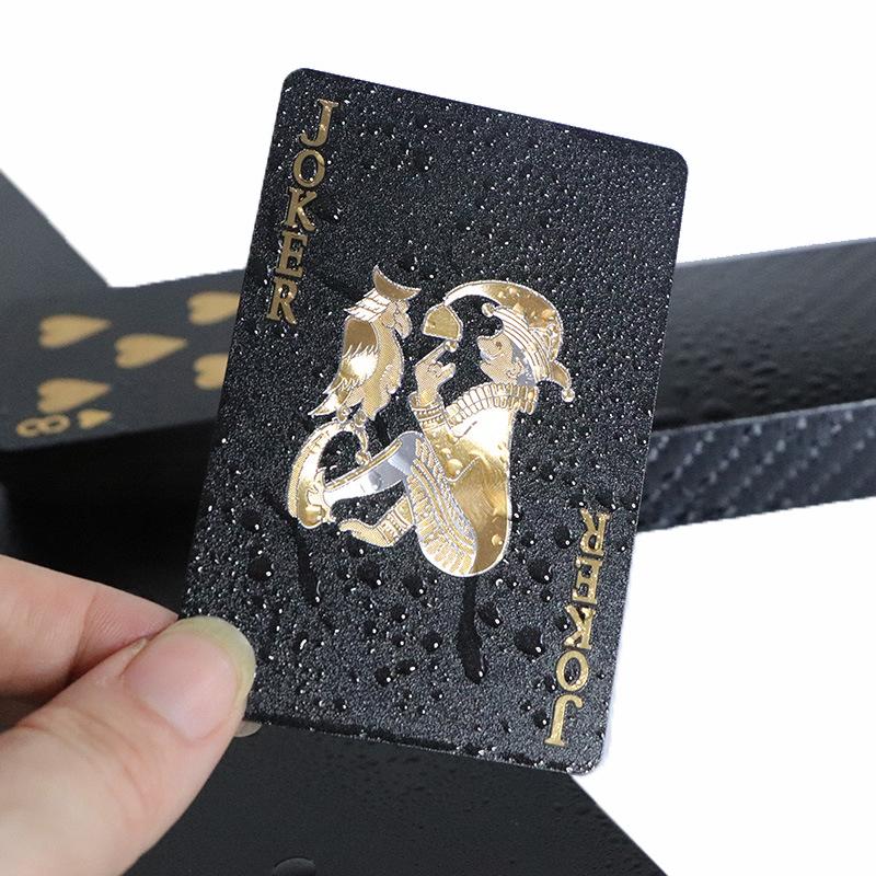 A Deck of Playing Cards 2 Styles of Plastic with Golden Laminate Washable Creative Black and Gold Water Repellent Magic Cards