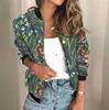 Womens Ladies Retro Floral Zipper Up Jacket Casual Coat Outwear