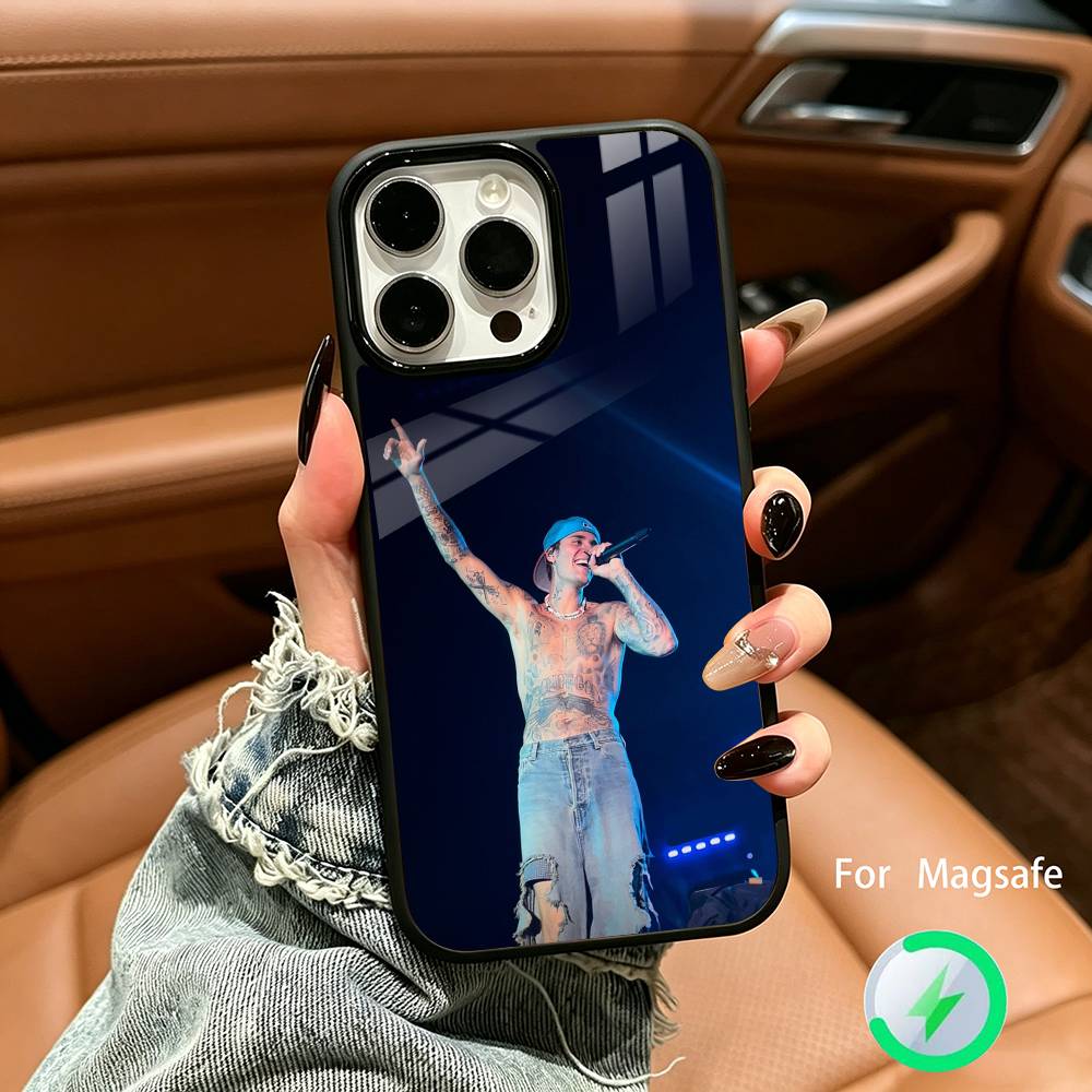 Top Pop Male Singer  Justin-B- Bieber For IPhone17 16 15 14 13 12 11 Plus Pro Max Plus Wireless Charger Phone Case