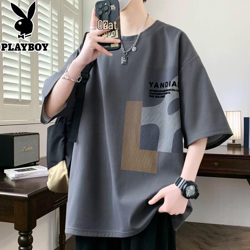 PLAYBOY Men s Plus Size Ice Silk Short Sleeve T-Shirt 3XL